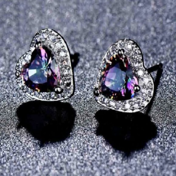 dazzling items Jewelry - Mystic Topaz Heart Stud Earrings #1000099